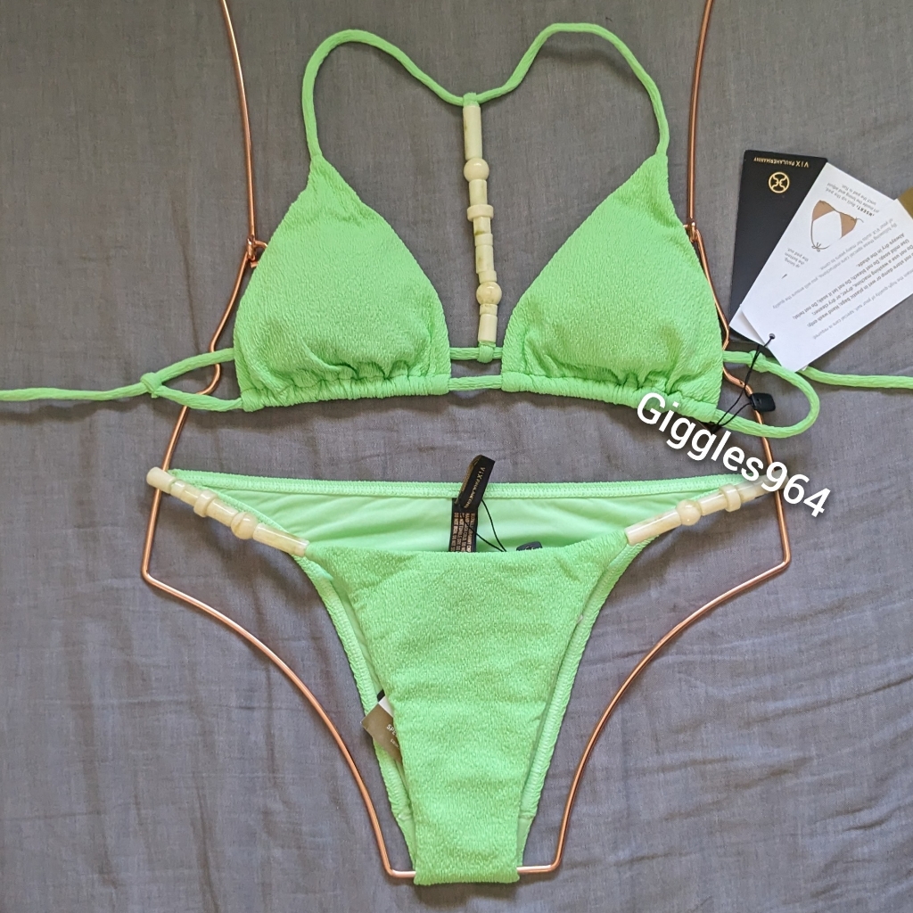 Vix Firenze Zene Beaded Bikini Set Lime Green